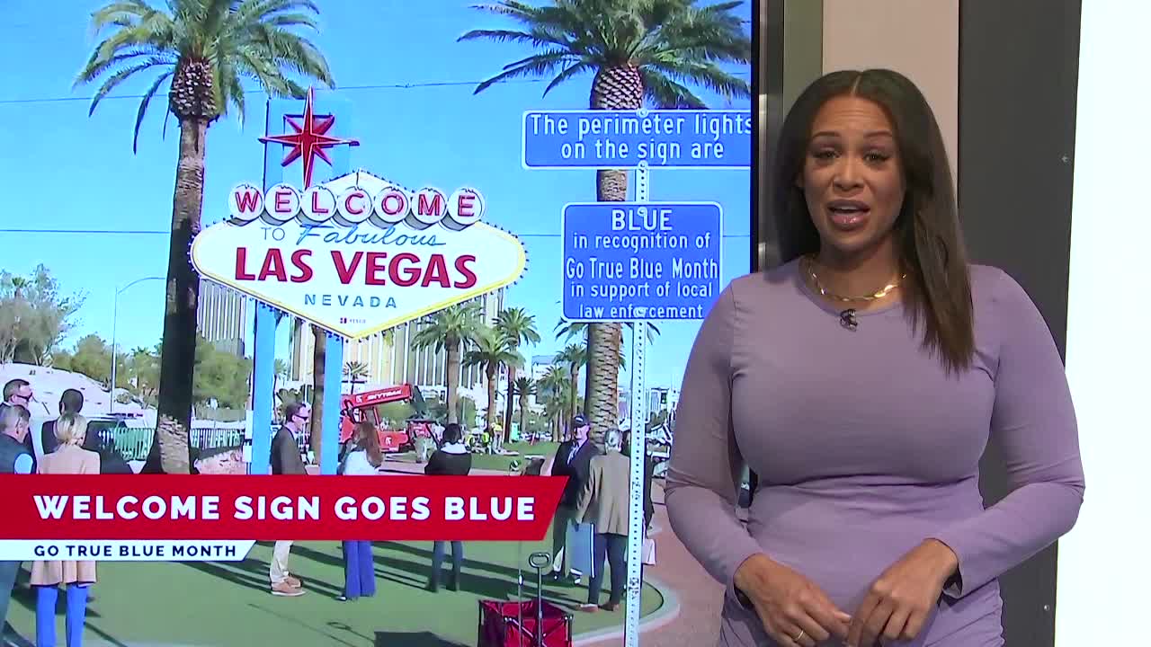 7@7AM L:as Vegas Welcome Sign Goes Blue