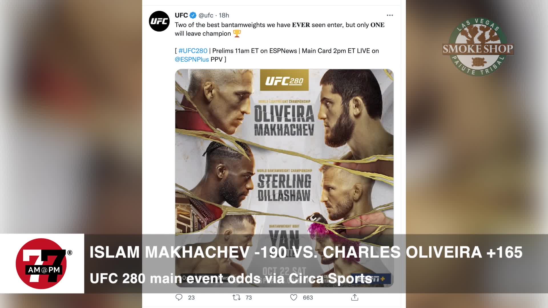 UFC 280 main event odds