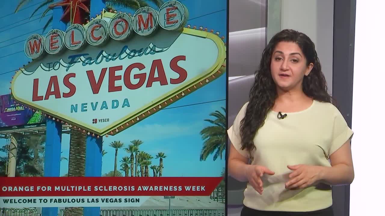 Las Vegas Sign turns orange