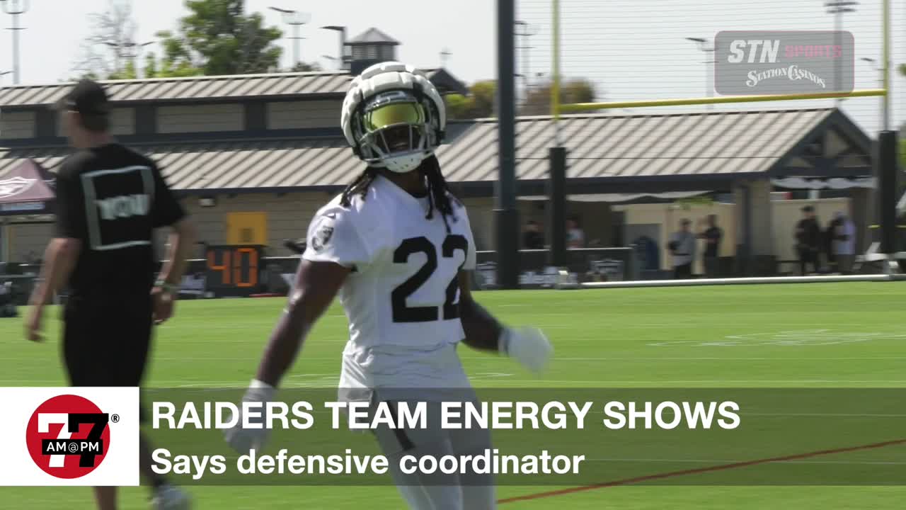 Raiders team energy shows during practice