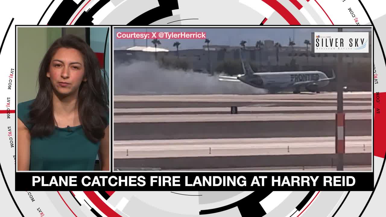 Frontier plane on fire as it lands at Harry Reid; no injuries