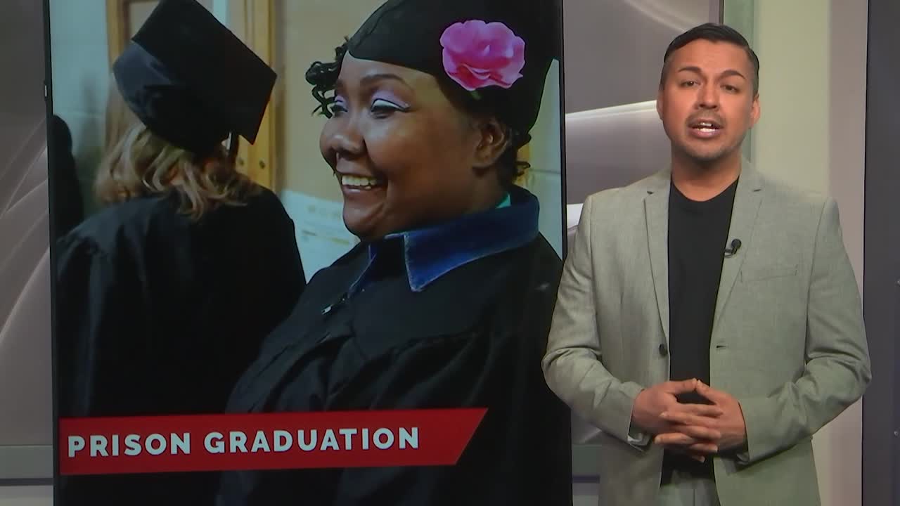 Incarcerated cosmetology graduates walk stage in prison ceremony