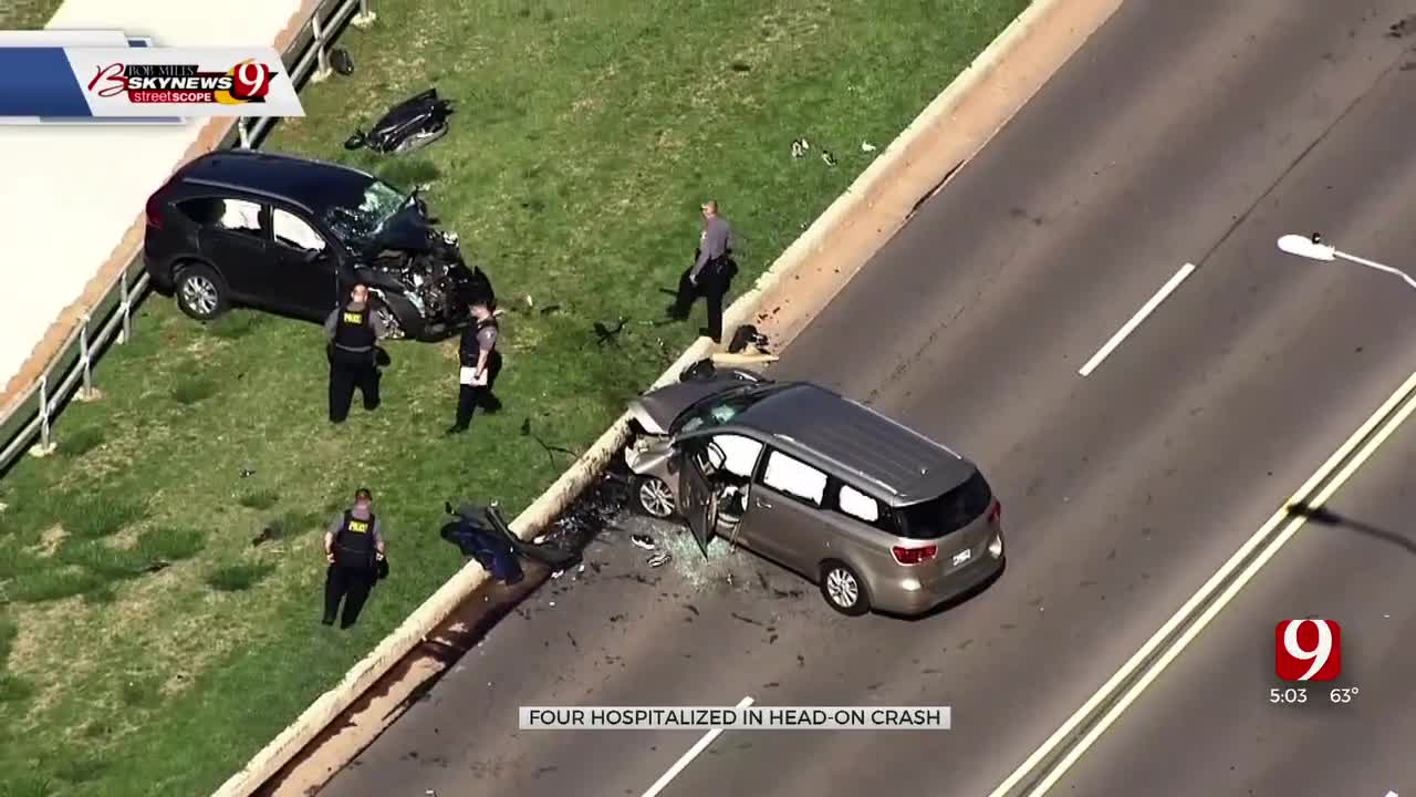 4 Injured In Northwest Oklahoma City Head-On Crash