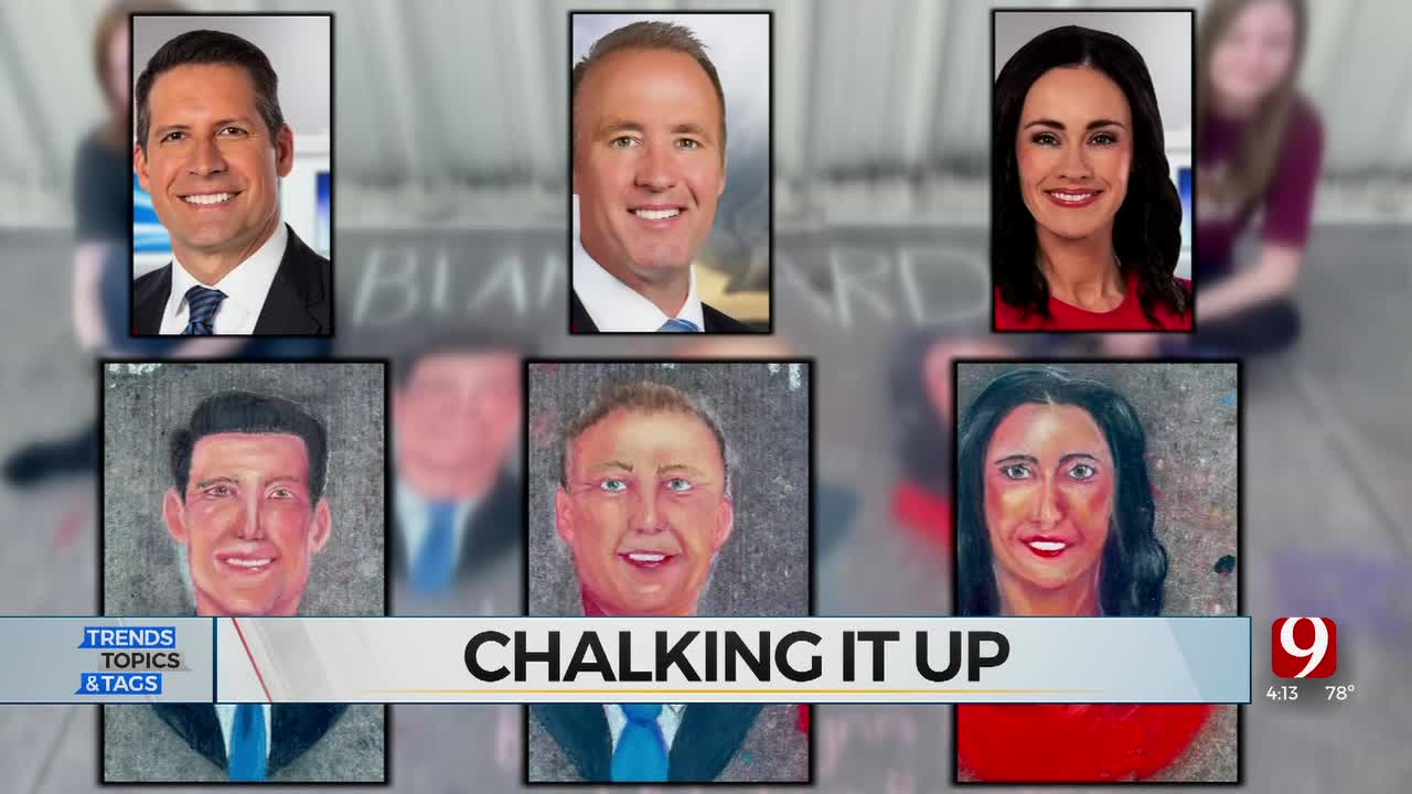 Blanchard Middle School Students Draw News 9 Anchors In Chalk