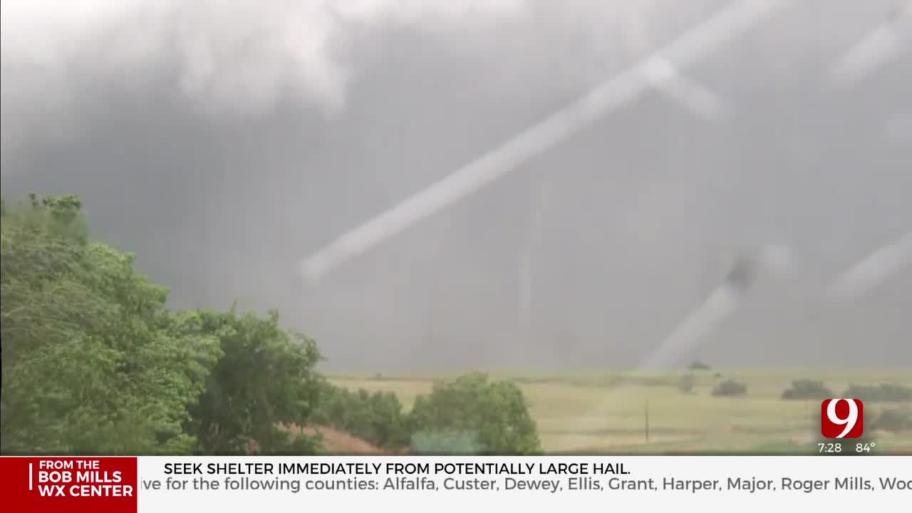 Possible Tornado Causes Damage To Trees With Strong Winds In Butler, Oklahoma