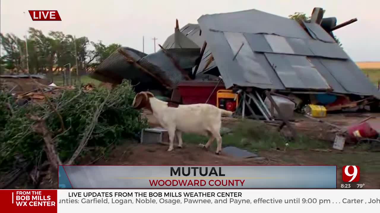 Damage Reported Following Tornado In Mutual, Oklahoma