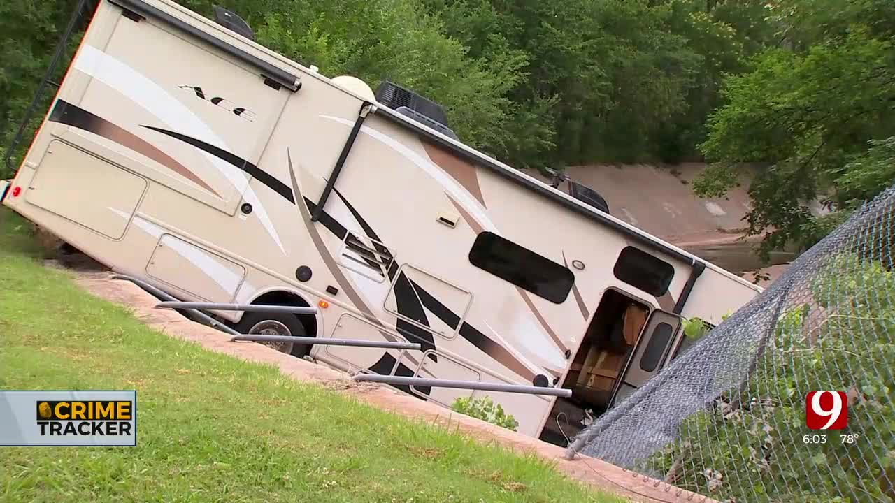 Police Pursuit With Stolen RV Ends In NW OKC Drainage Ditch