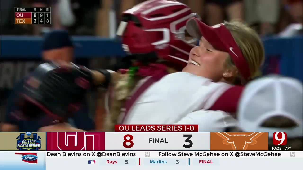 Jennings' HR Helps Oklahoma Beat Texas 8-3, Moving 1 Win Away From 4th Straight WCWS Title