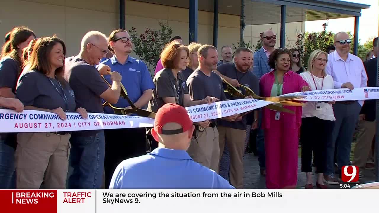 Norman cuts the ribbon on a  million emergency operations center