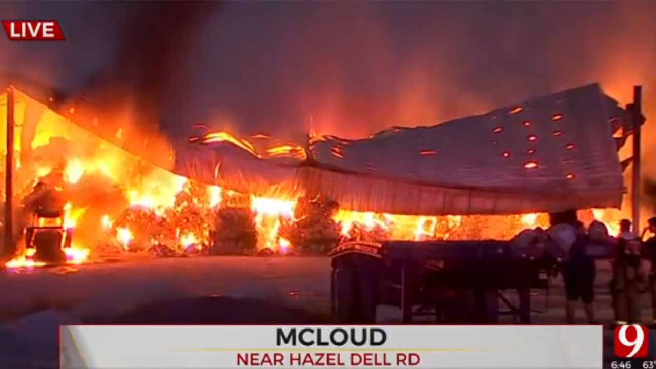 Large Barn Fire Breaks Out At Nowakowski Farm Near McLoud