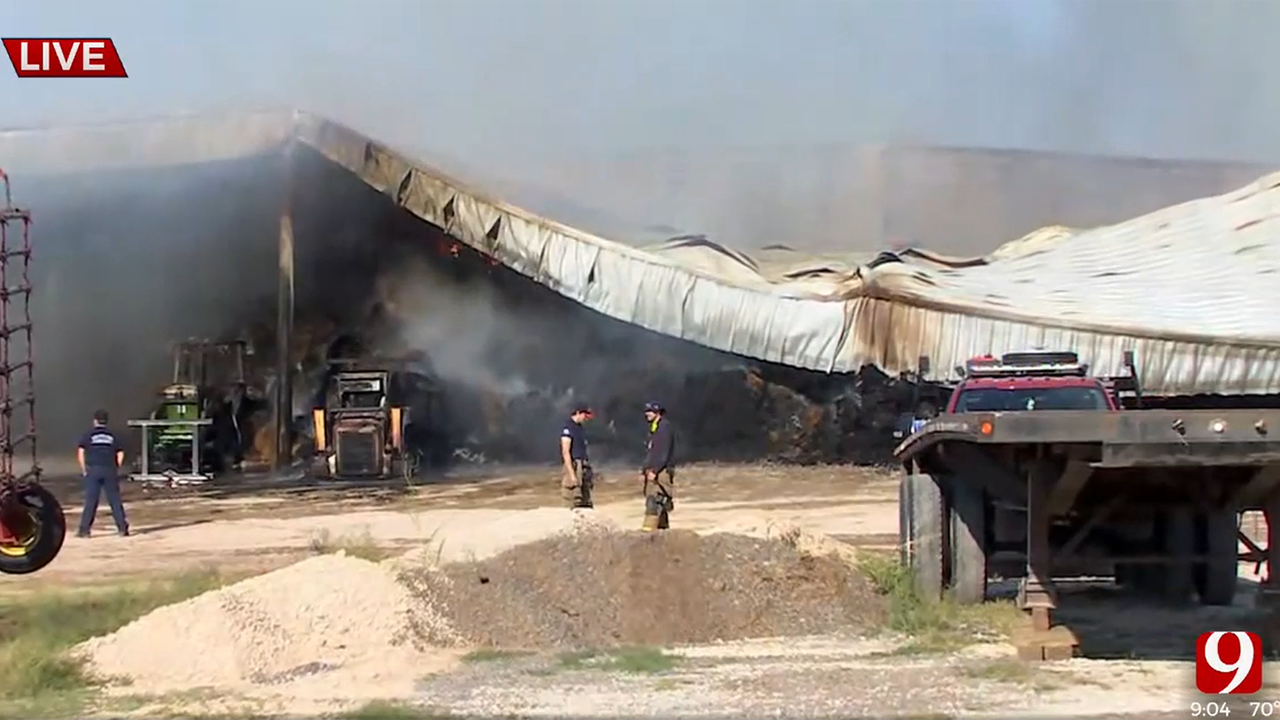 Large Barn Fire Breaks Out At Nowakowski Farm Near McLoud