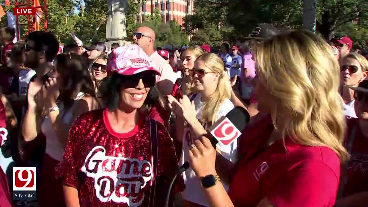 OU Superfan Shows Off Sooner-Themed Outfit For Tennessee Matchup