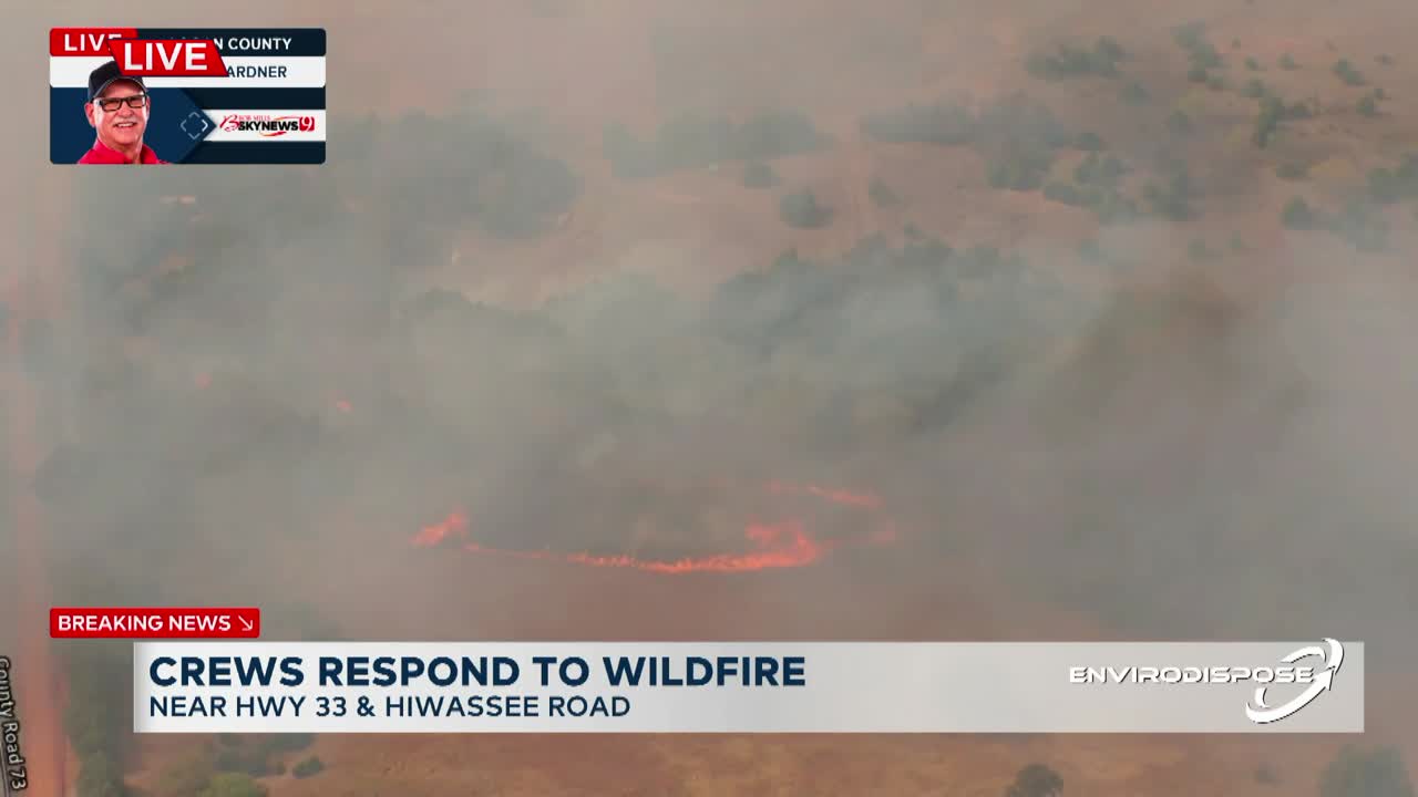 Crews Battle Grass Fire Off OK-33 In Logan County