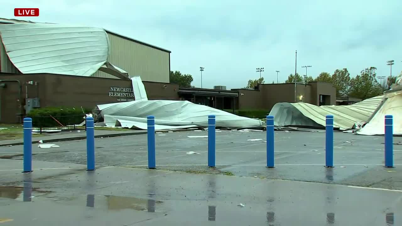 Newcastle Elementary Damaged From Tornado