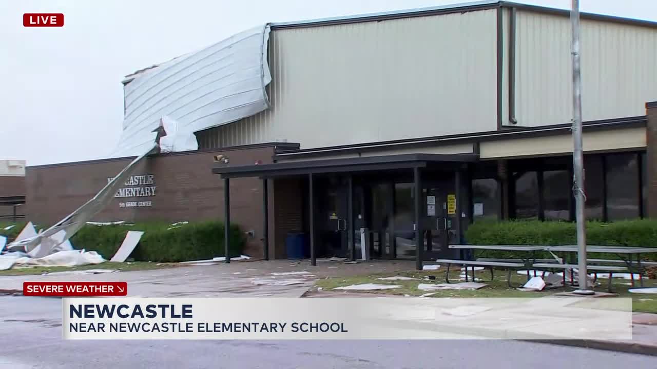 Storm Leaves Damage At Newcastle Elementary School