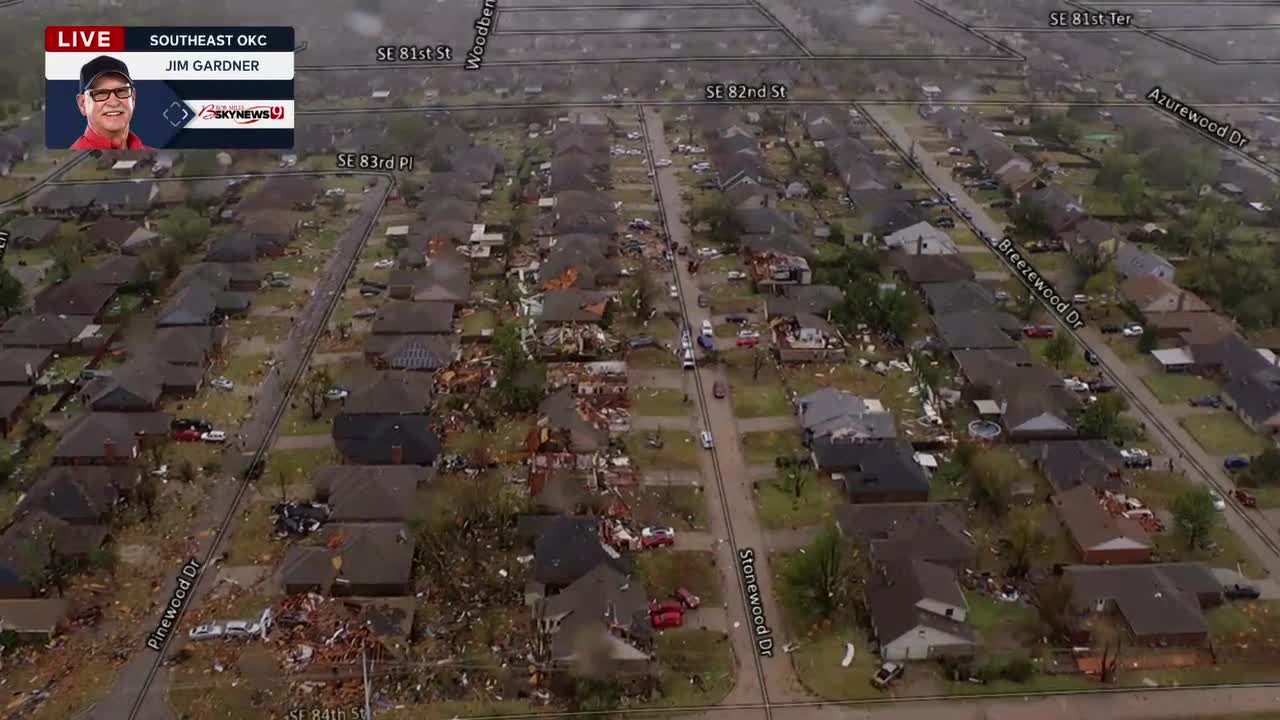 Bob Mills SKyNews 9 Shows Tornado Path In SE Oklahoma City