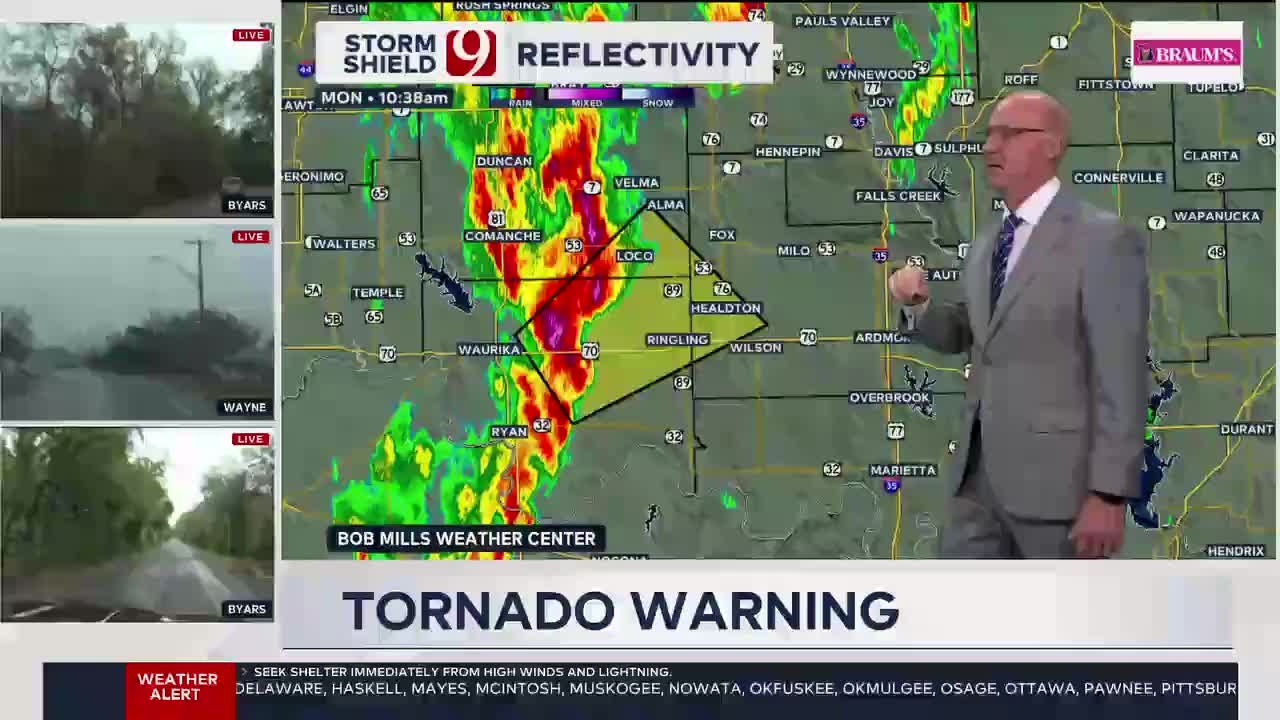 Tornado Warning Issued For Cleveland, Pottawatomie, Carter, Jefferson, and Stephens Counties