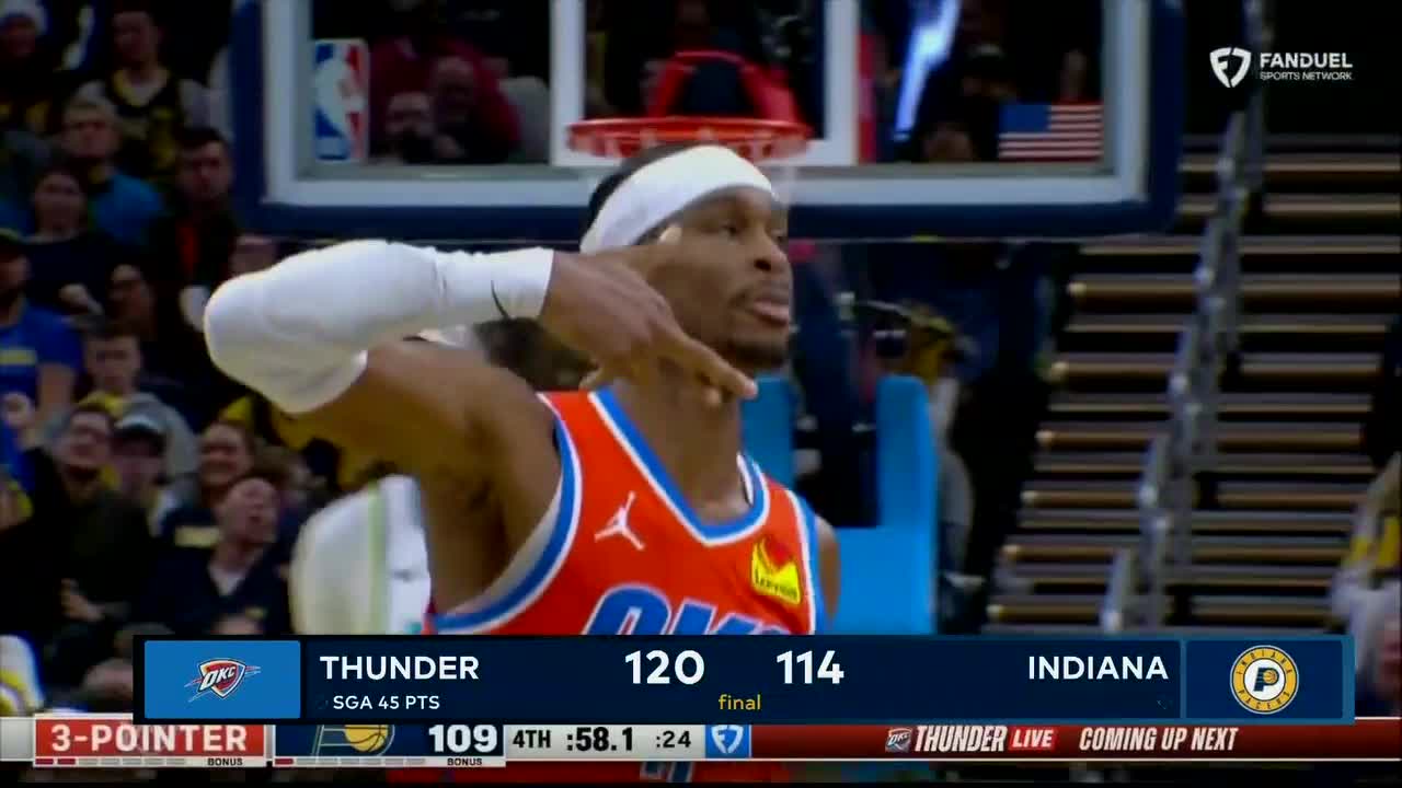 SGA Ties Career High With 45 Points As Thunder Beat Pacers For Ninth Straight Win