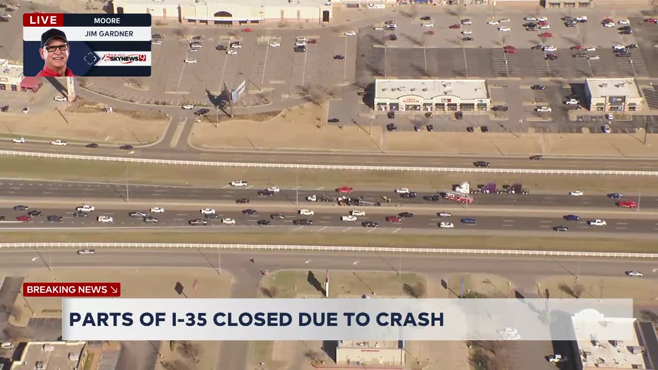 NB I-35 closed at 19th St. in Moore due to crash