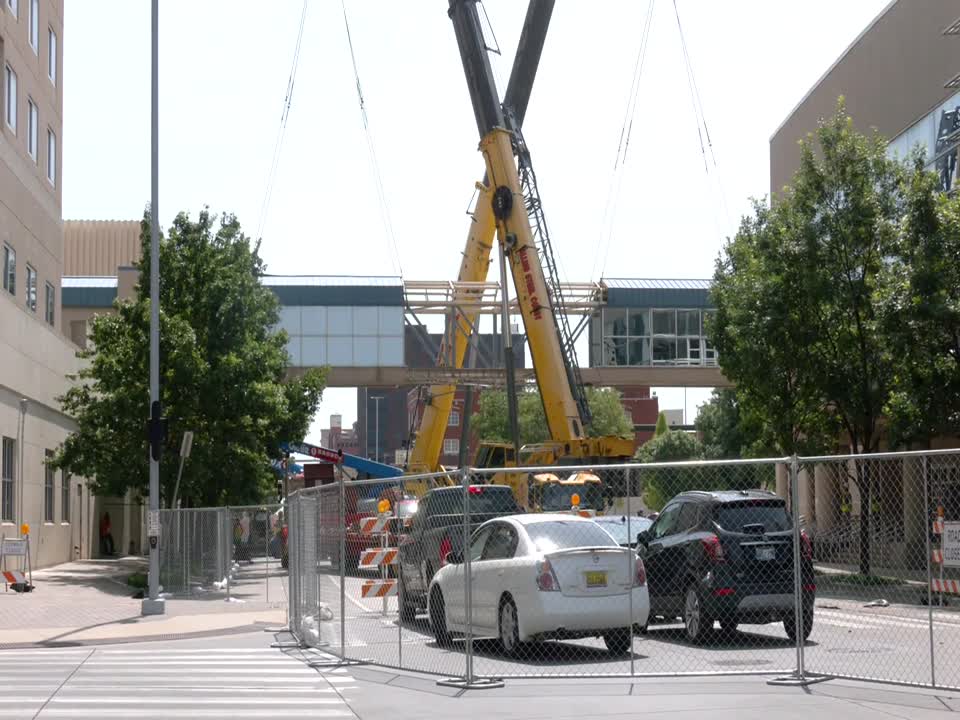 Former convention center skybridge is removed