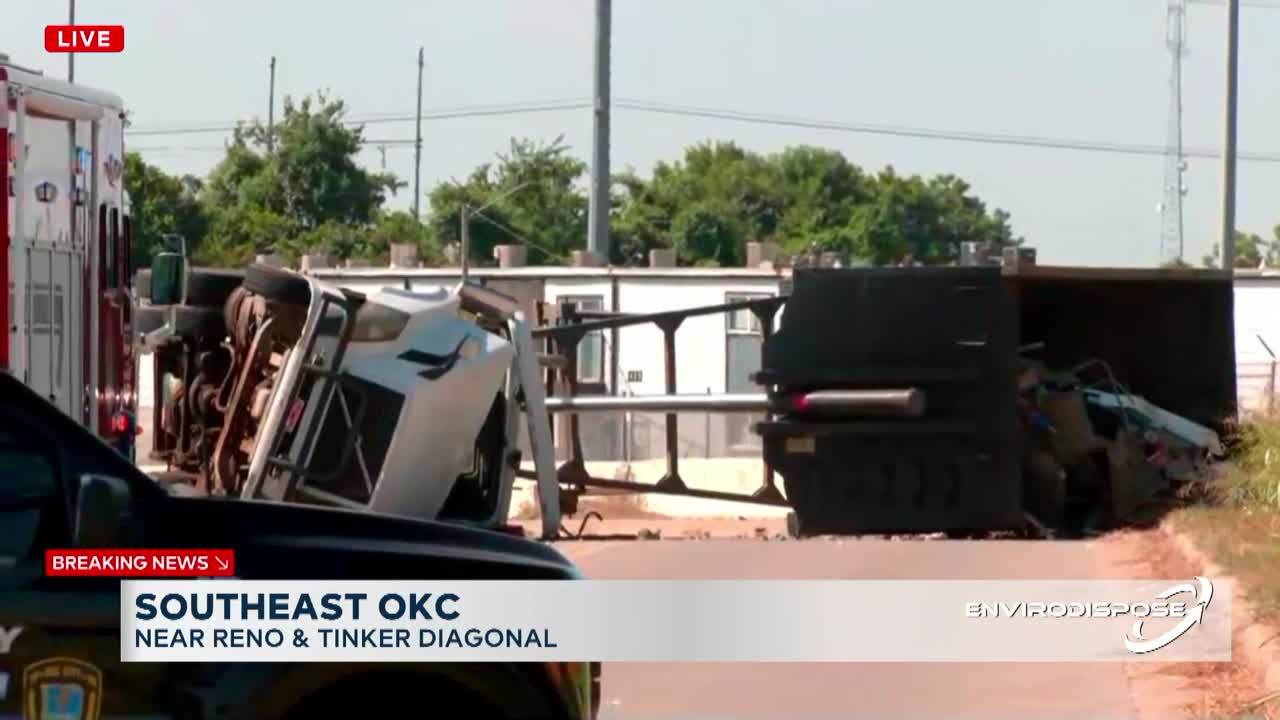 HAZMAT team responds to semi-truck rollover in OKC