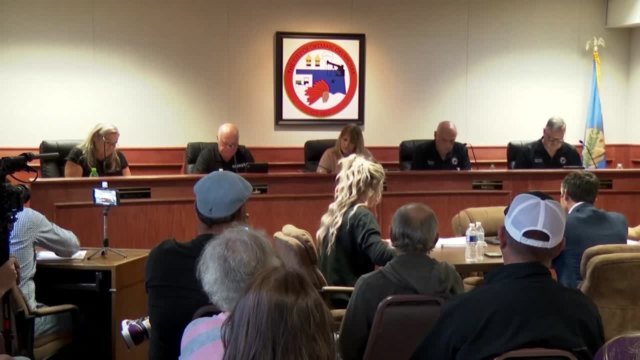 Dozens protest at Okemah’s city council meeting after three officers, including chief, fired