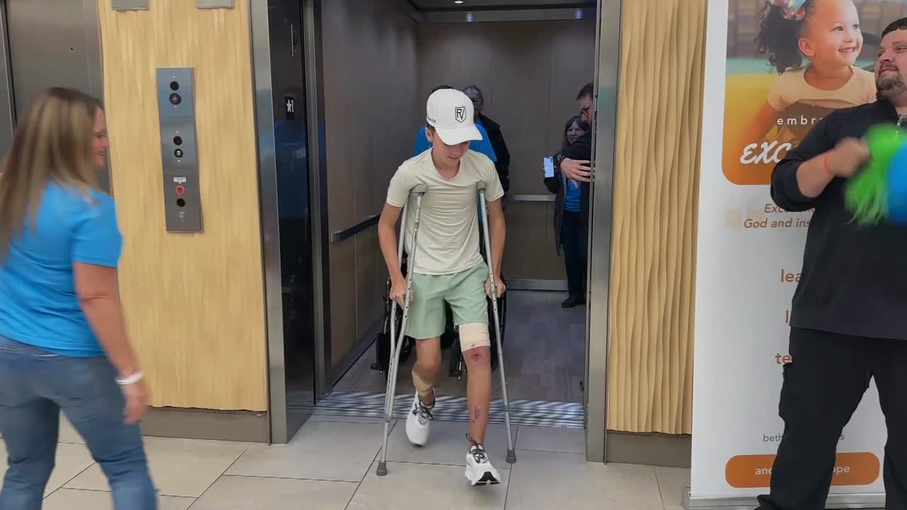 Mustang High School student survives motorcycle crash, leaves hospital with heartwarming parade