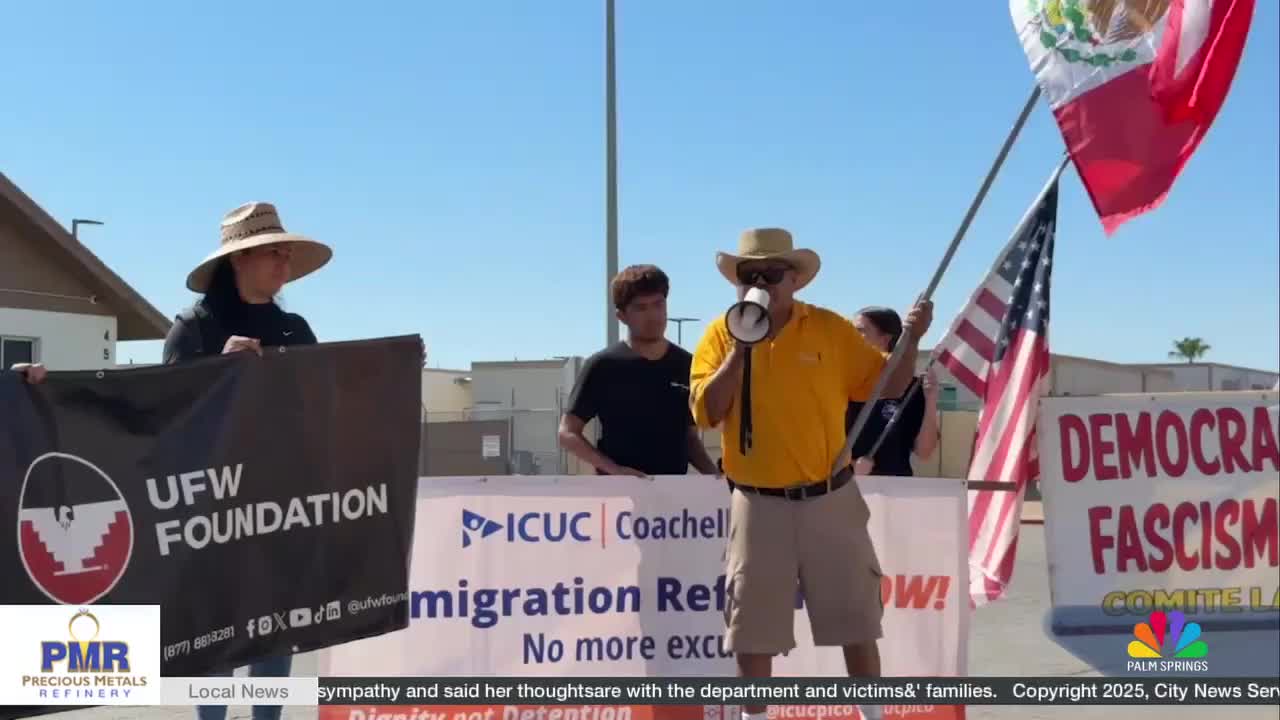 Protest Held Outside Indio Border Patrol Facility Over Immigration Practices