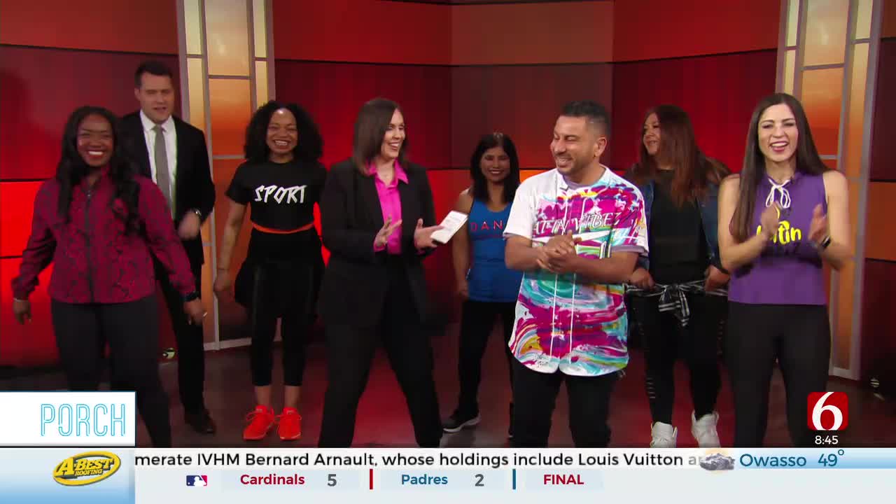 Latin Vibez Workout Class Performs Dance With News On 6's Dave Davis And Tess Maune