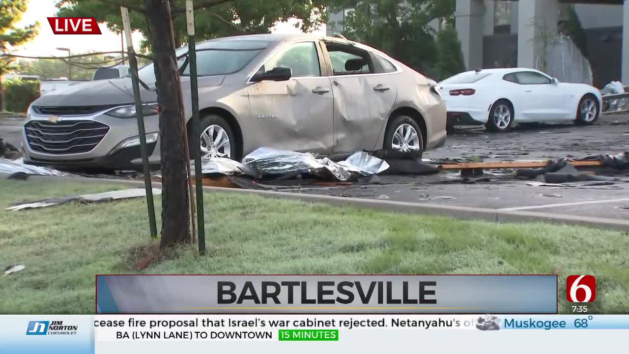 Cars Damaged At Bartlesville Hotel During Severe Storms