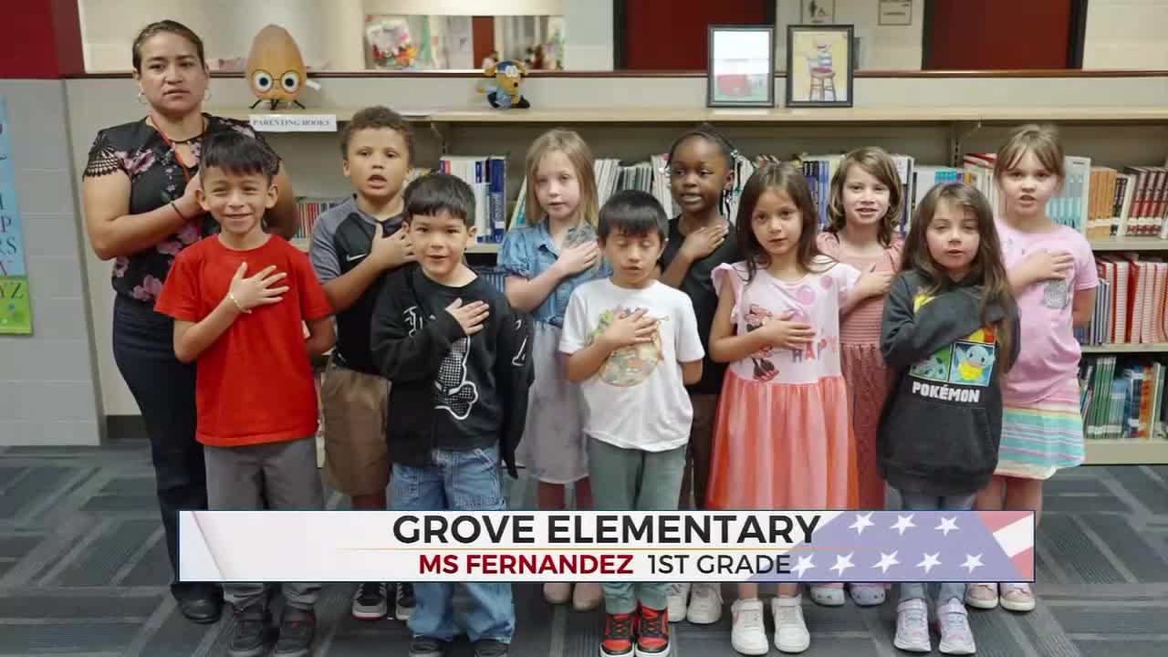 Daily Pledge: 1st Grade Students At Grove Elementary