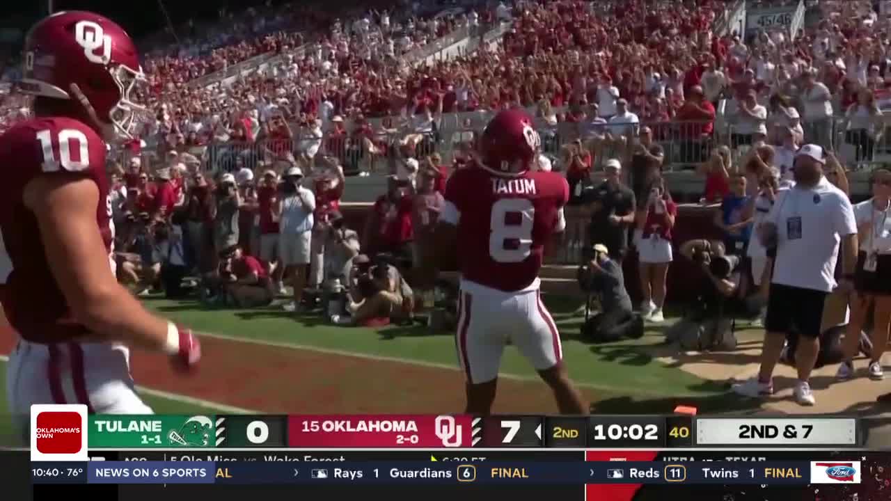 Jackson Arnold Runs For 2 Scores, Passes For Another As No. 15 Oklahoma Tops Tulane 34-19