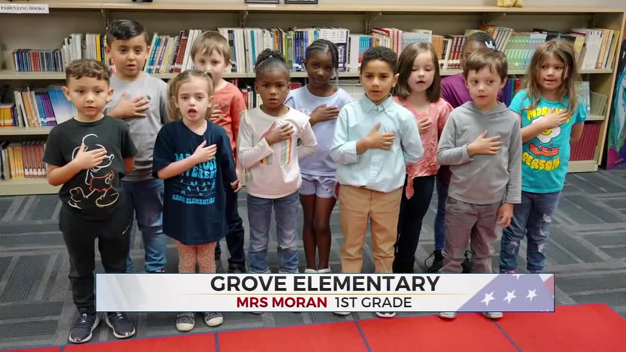 Daily Pledge: 1st Grade Class At Grove Elementary