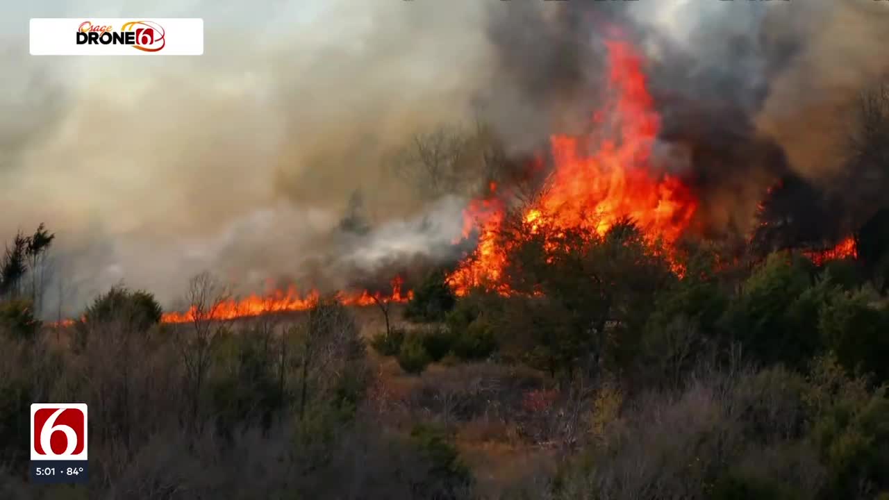 Wildfire Burns In Payne County Near Cushing