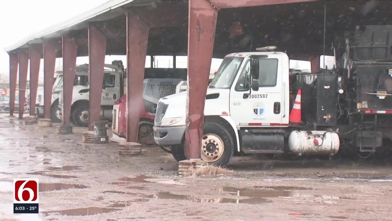 Tulsa city crews continue to clear roads as temperatures drop below freezing