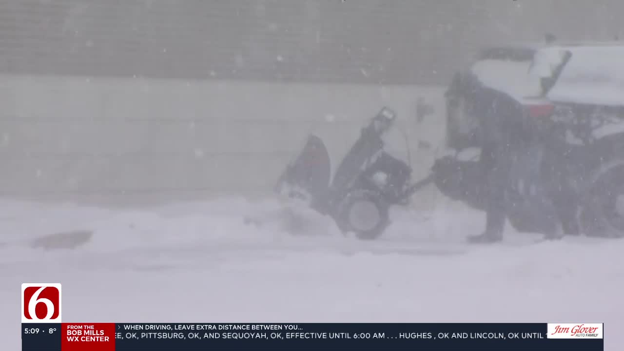 Reagan Ledbetter shows the strong winds and bitter cold in Mayes County