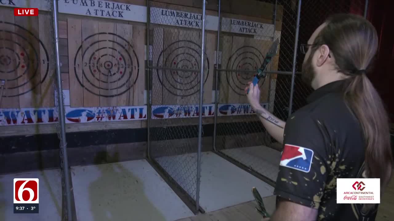 Tulsa teacher 'axing' for support to achieve axe throwing dream