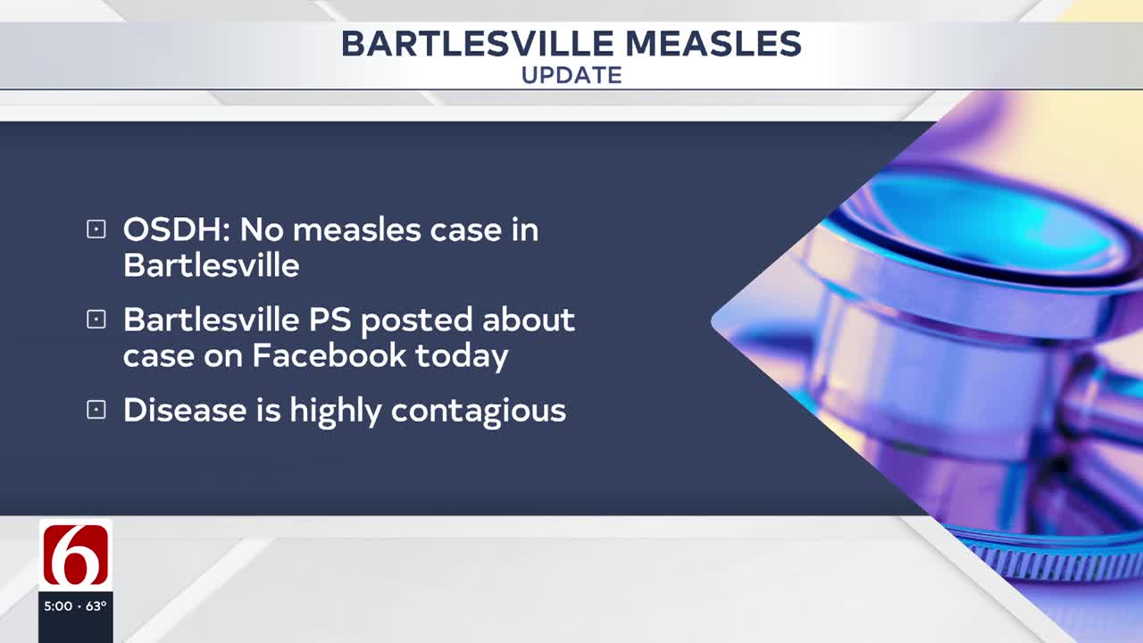 OSDH verifies Bartlesville school staff member does not have Measles after district reports case