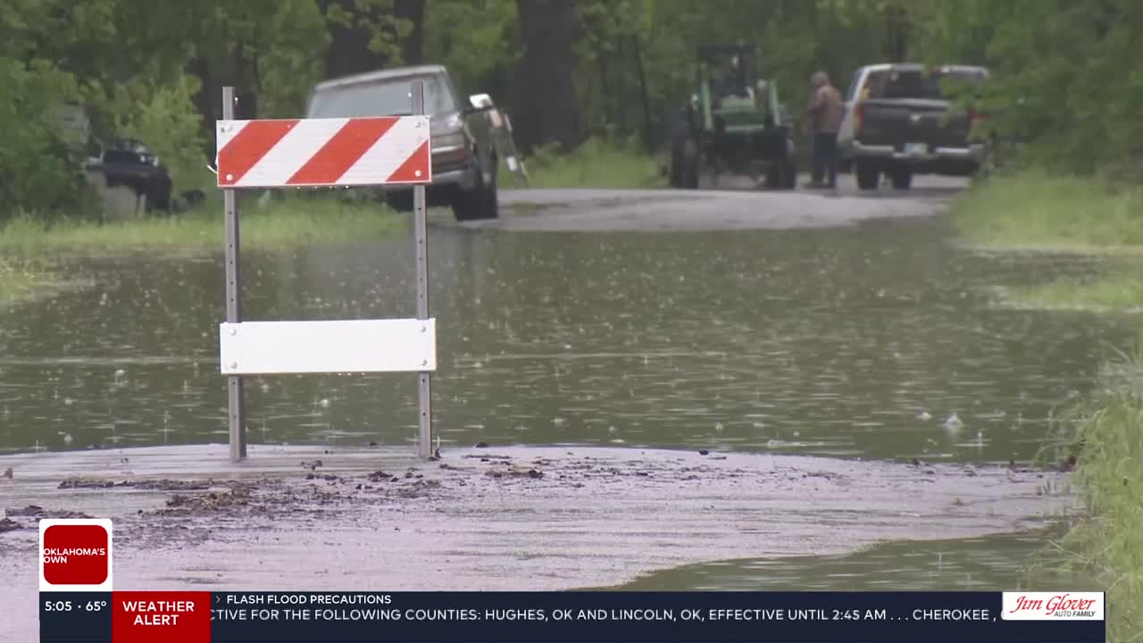 Flooding in Skiatook: Bird Creek rises, shuts down Highway 20
