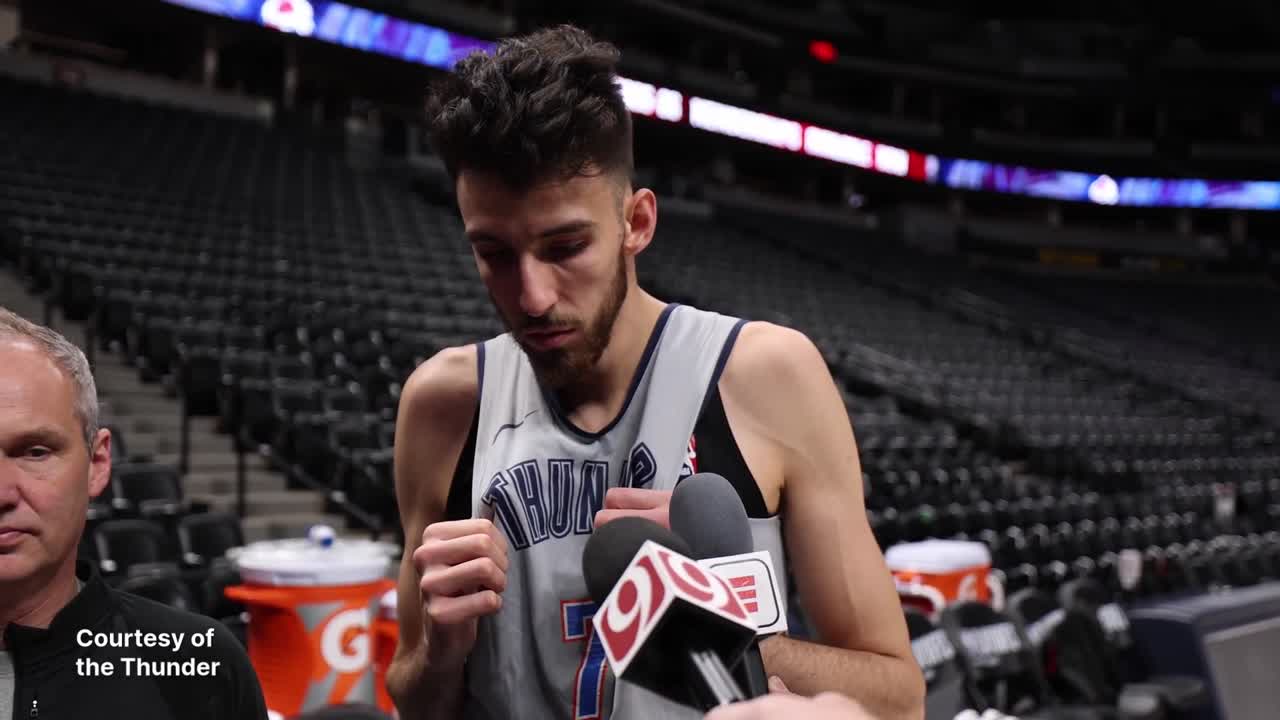 Chet Holmgren before Thunder and Nuggets game 3