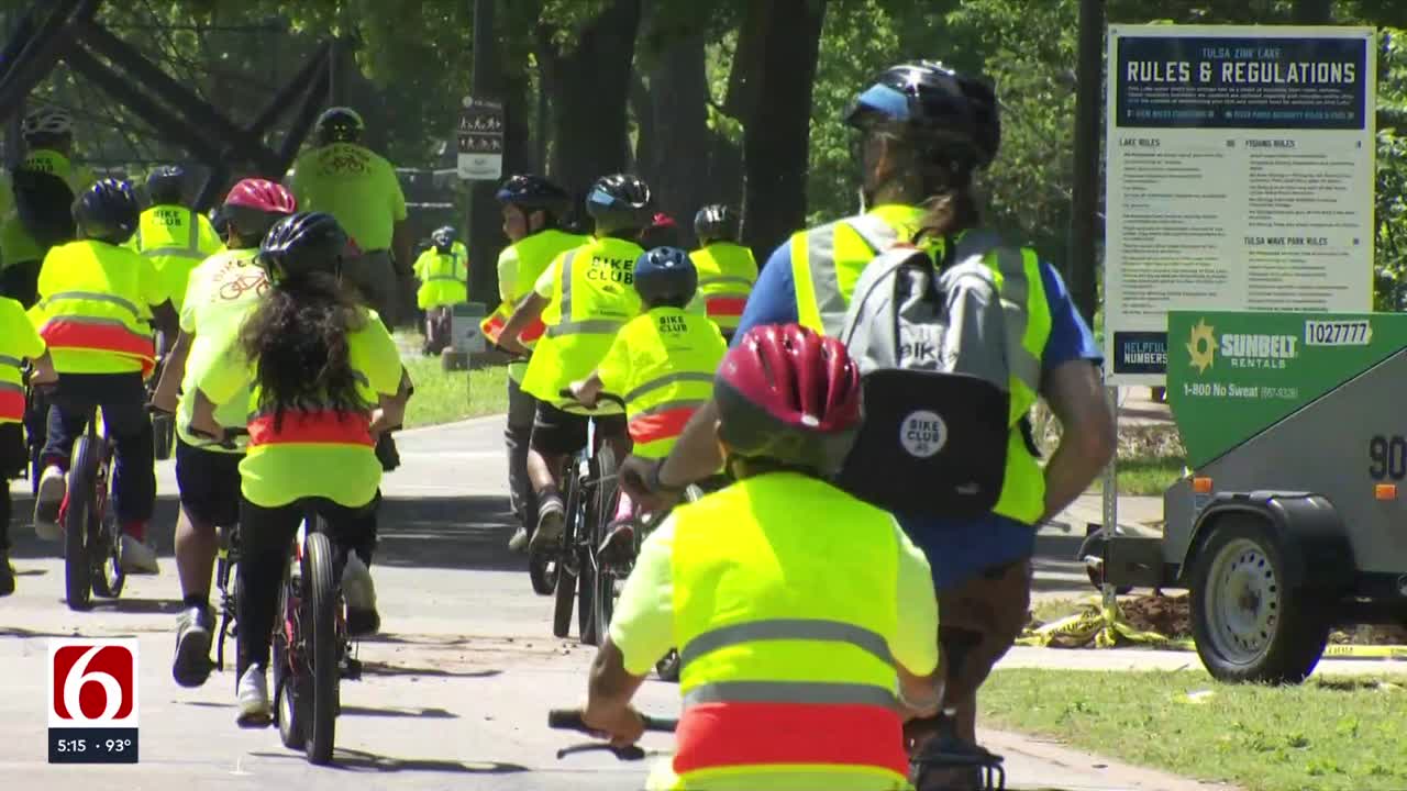 500 Tulsa students pedal down Riverside to celebrate end of school year with Bike Club Tulsa