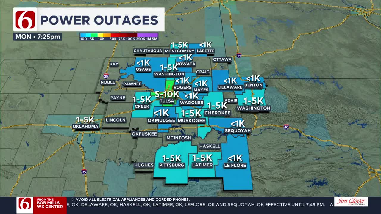 Oklahoma Outage Maps: Power outage impacts thousands in Tulsa County following round of severe weather