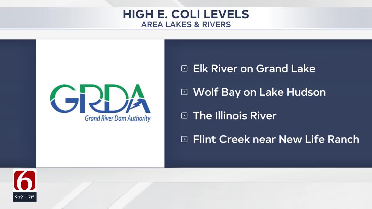 GRDA issues E. coli advisory for parts of Grand, Hudson lakes and Illinois River