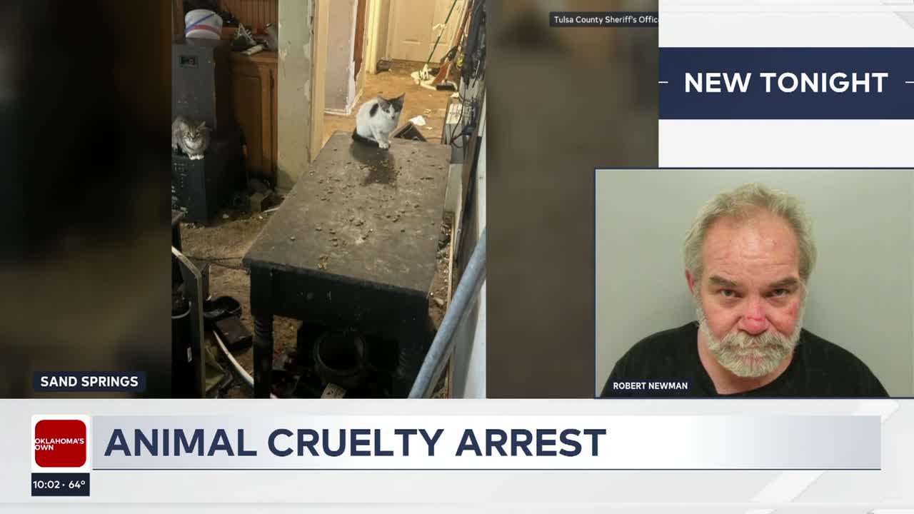 Sand Springs man arrested after dozens of cats found living in filthy conditions