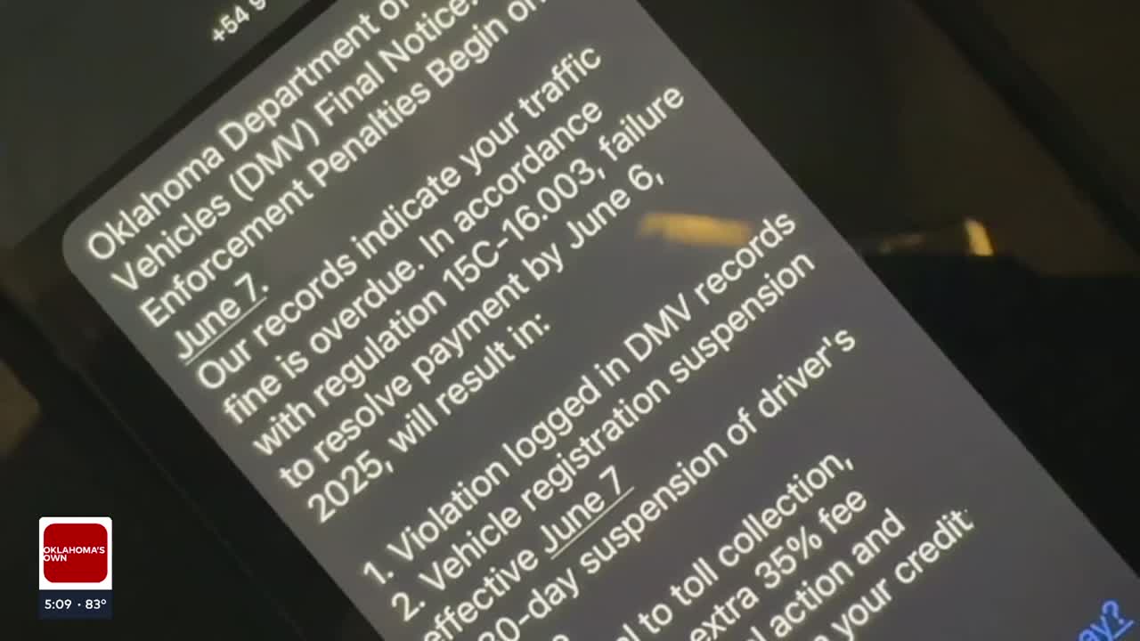 Oklahoma agencies warn of scam texts pretending to be DMV payment notices