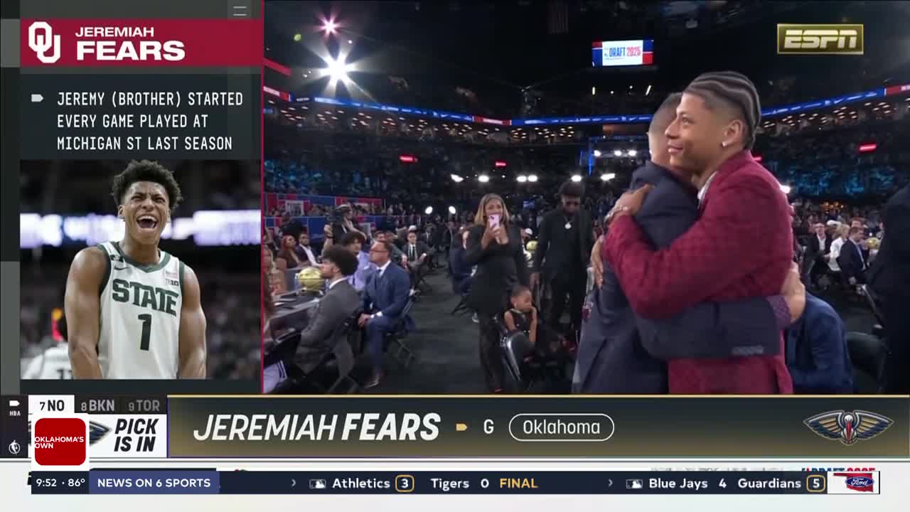 Pelicans select Oklahoma’s Jeremiah Fears with No. 7 pick in 2025 NBA Draft