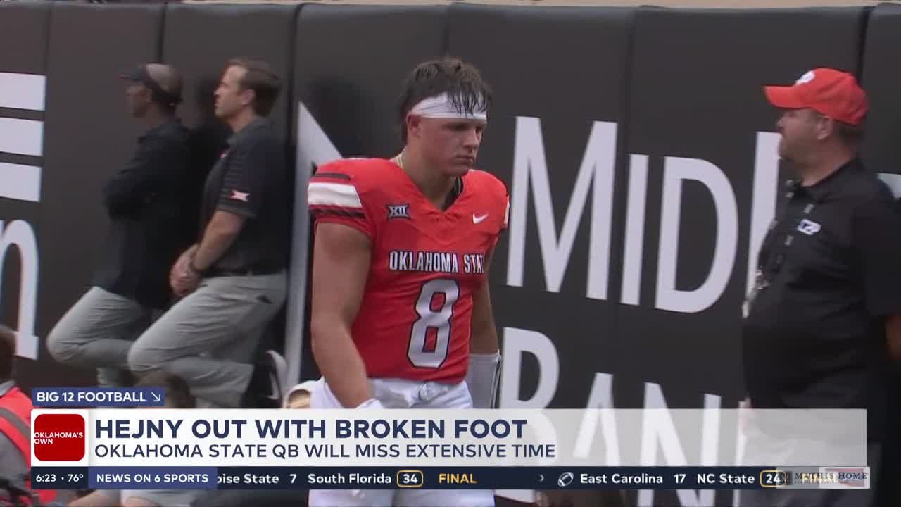 Oklahoma State QB Hauss Hejny suffers broken foot, expected to miss several weeks