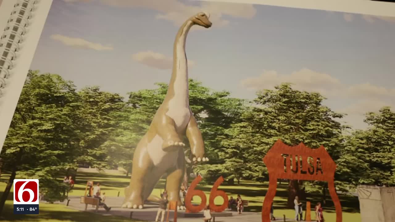 A tall order: 66-foot dinosaur to loom over Route 66 in Tulsa’s Howard Park